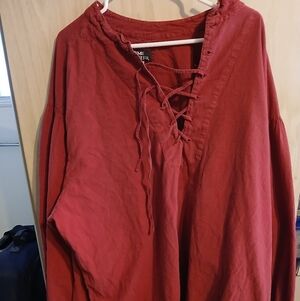 Time Traveler Plus Size 4xl Mens Red Pirate Shirt